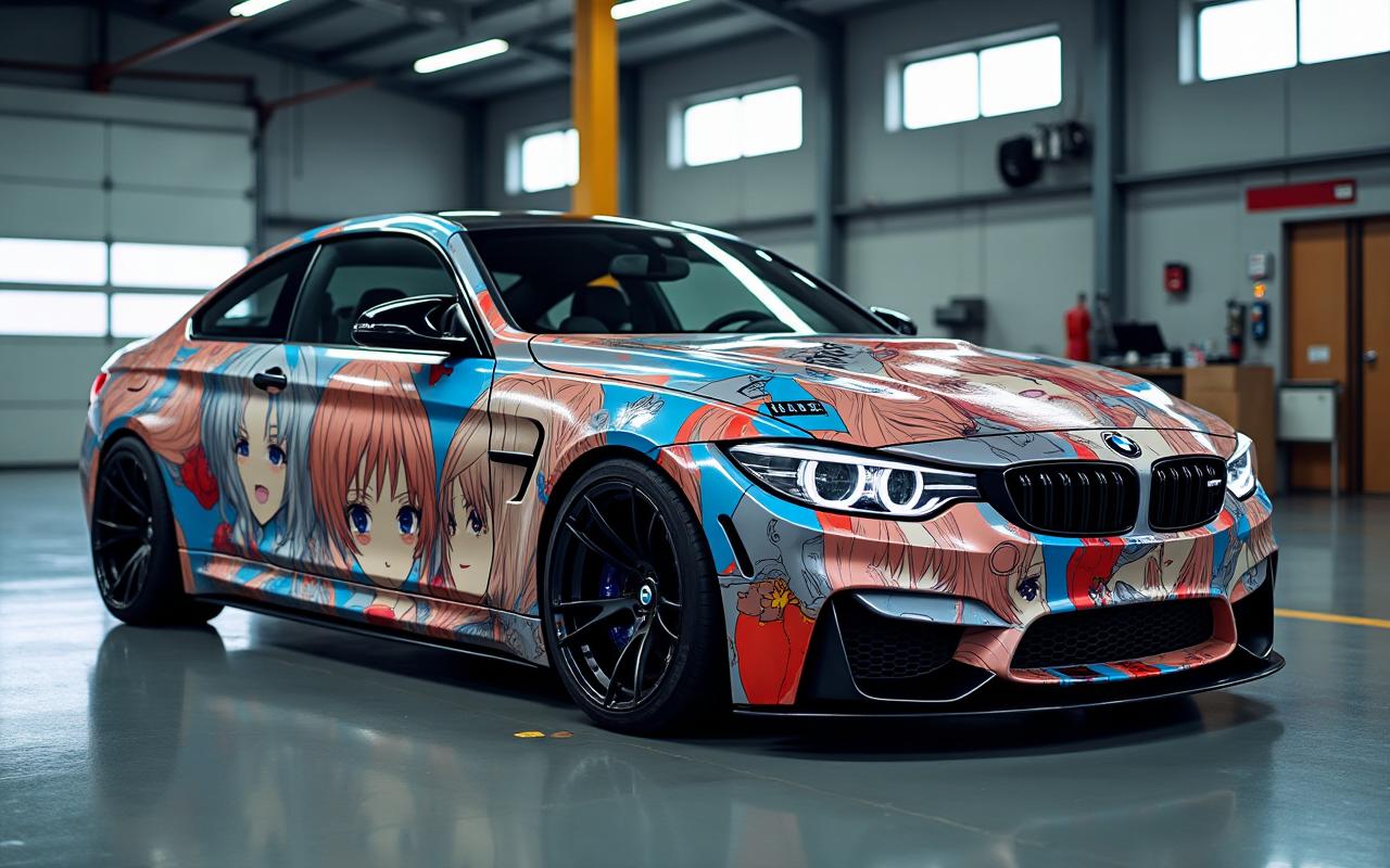 BMW with custom anime printed wrap in Singapore