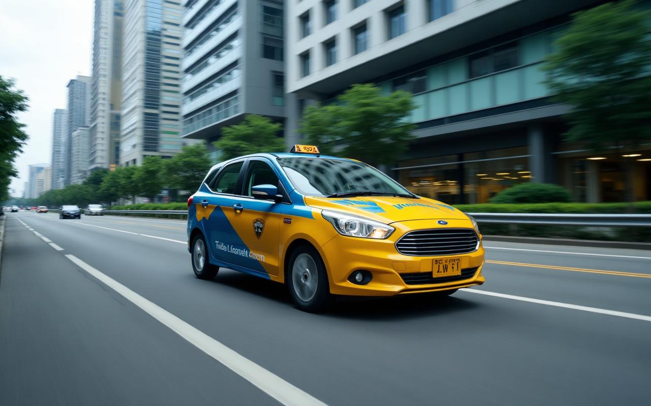 Professional taxi wrap with advertising graphics in Singapore